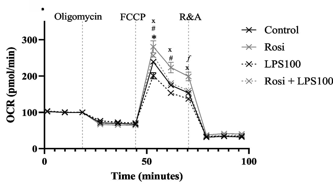 Open access visualization of Line Plot, Error Bars, Seahorse Mito Stress Test, Differentiated Cells, Mitochondrial Respiration