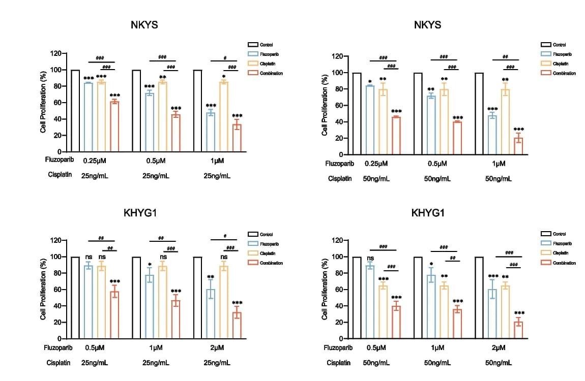 Open access visualization of Bar Plot, Error Bars, Clustered, Cell Proliferation, NKYS Cells