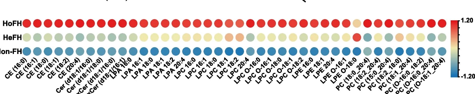 Open access visualization of Heatmap, Differentiated metabolites, HoFH patients, HeFH patients, non-FH individuals