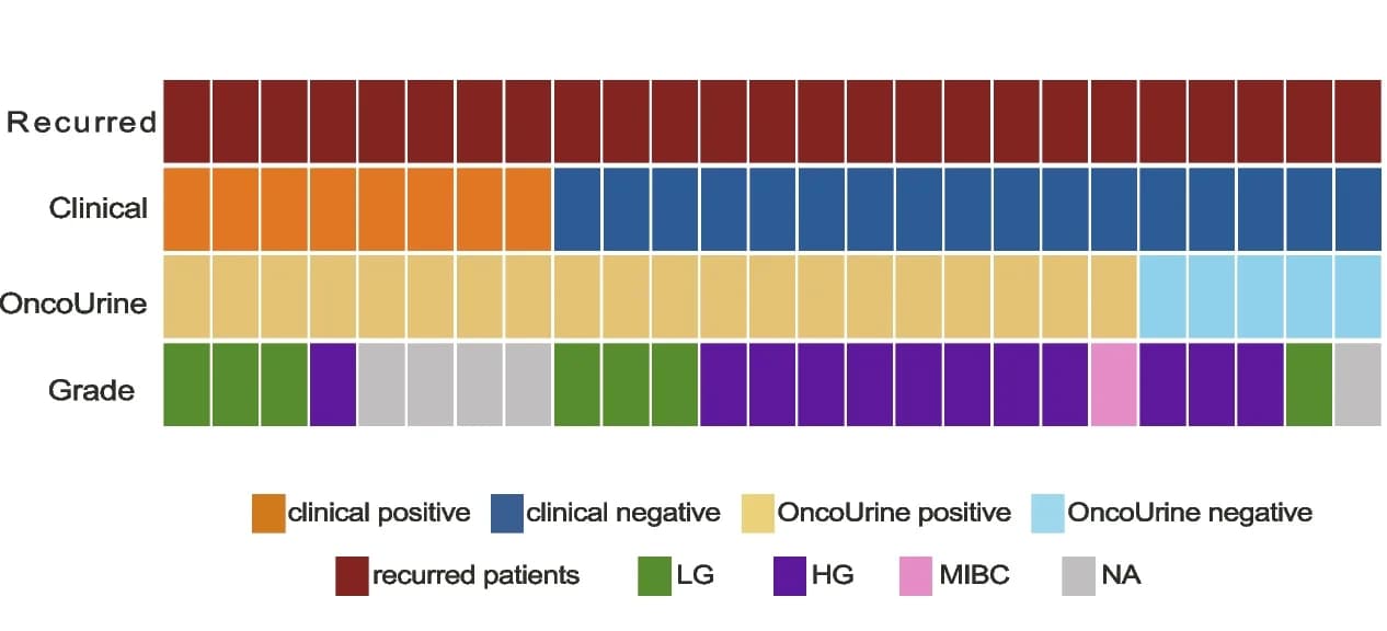 Open access visualization of Stacked Bar Plot, Clinical Results, OncoUrine Results, Recurrence, Follow-up