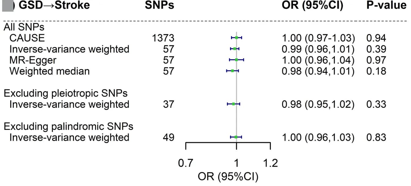 Open access visualization of Forest Plot, Error Bars, Gallstone Disease, Stroke, Mendelian Randomization