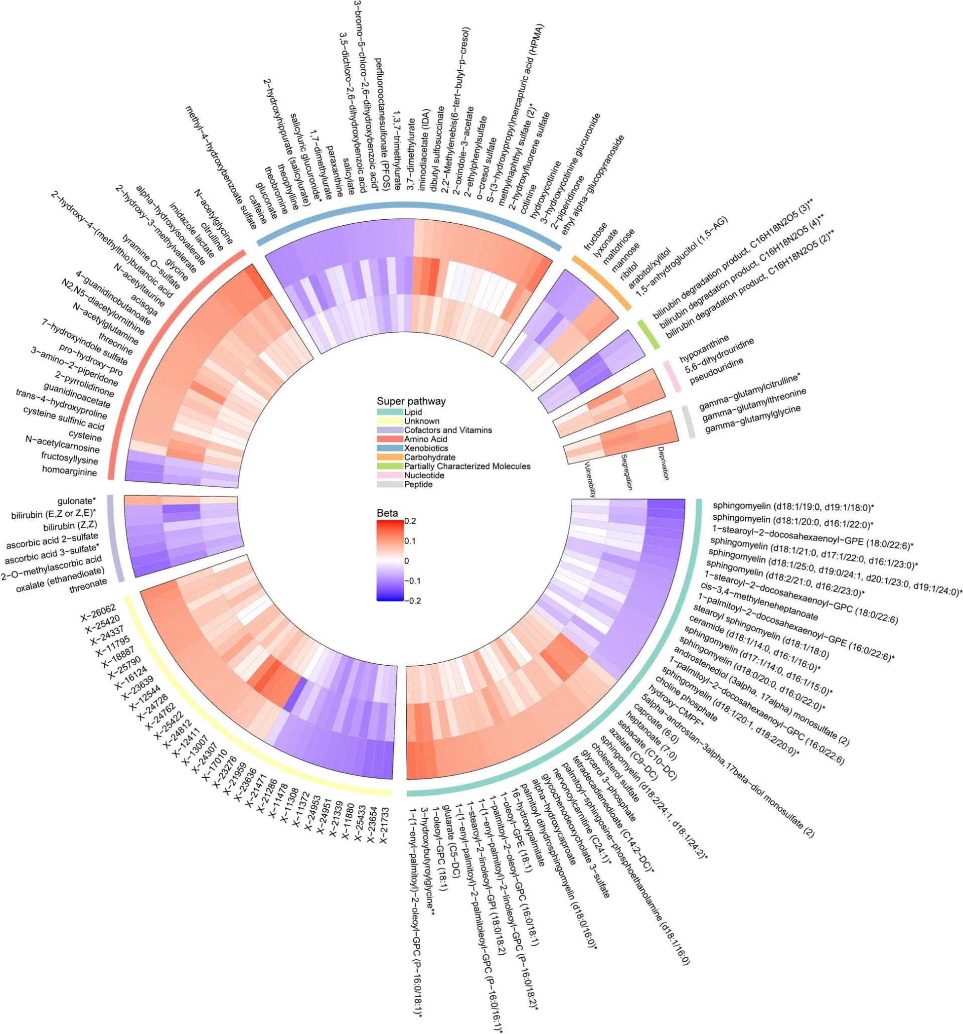 Open access visualization of Heatmap, Clustered, Circulating Metabolites, Sociodemographic Environment, Linear Regression