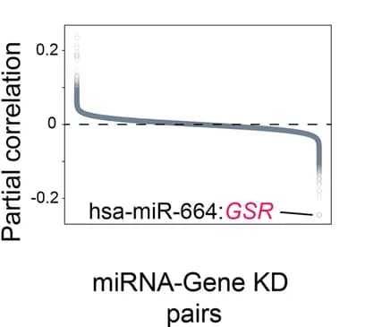 Open access visualization of Scatter Plot, miRNA, Gene Knockout Screen, Cancer Cell Lines, Partial Correlation