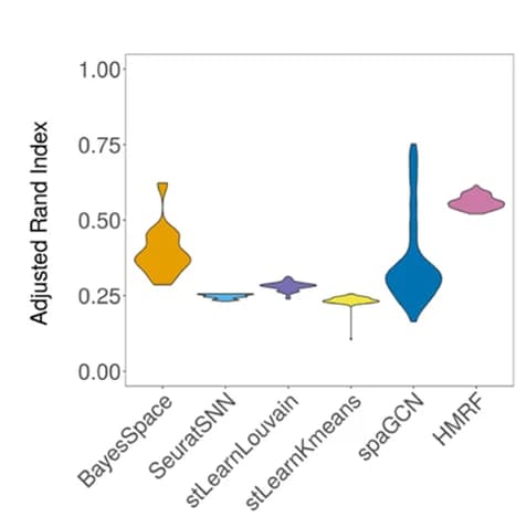 Open access visualization of Violin Plot, Spatial Clustering Methods, Adjusted Rand Index, Synthetic Data, SRTsim