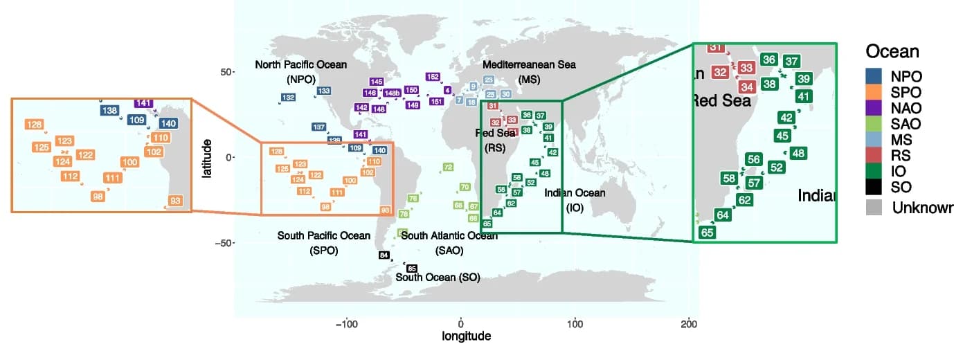 Open access visualization of Geo Map, Sampling Sites, World Map