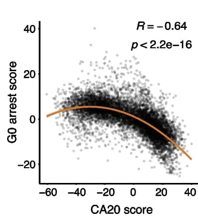 Open access visualization of Scatter Plot, Regression Plot, Pan-Cancer, CA20, G0 Arrest