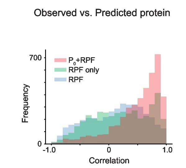 Open access visualization of Histogram, Stacked Bar Plot, Spearman Correlation Coefficients, Protein Abundance, RPF Levels