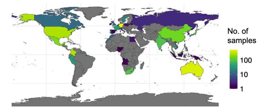 Open access visualization of Geo Map, H. pylori Strains, Geographic Distribution, Countries