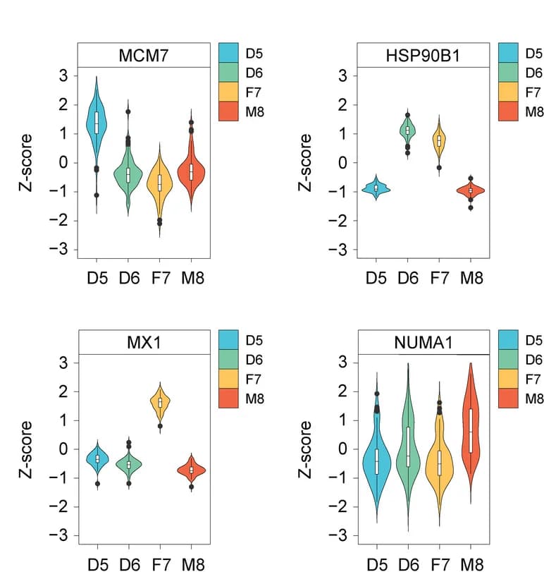 Open access visualization of Violin Plot, Proteins, Sample-Specific Expression, Quartet