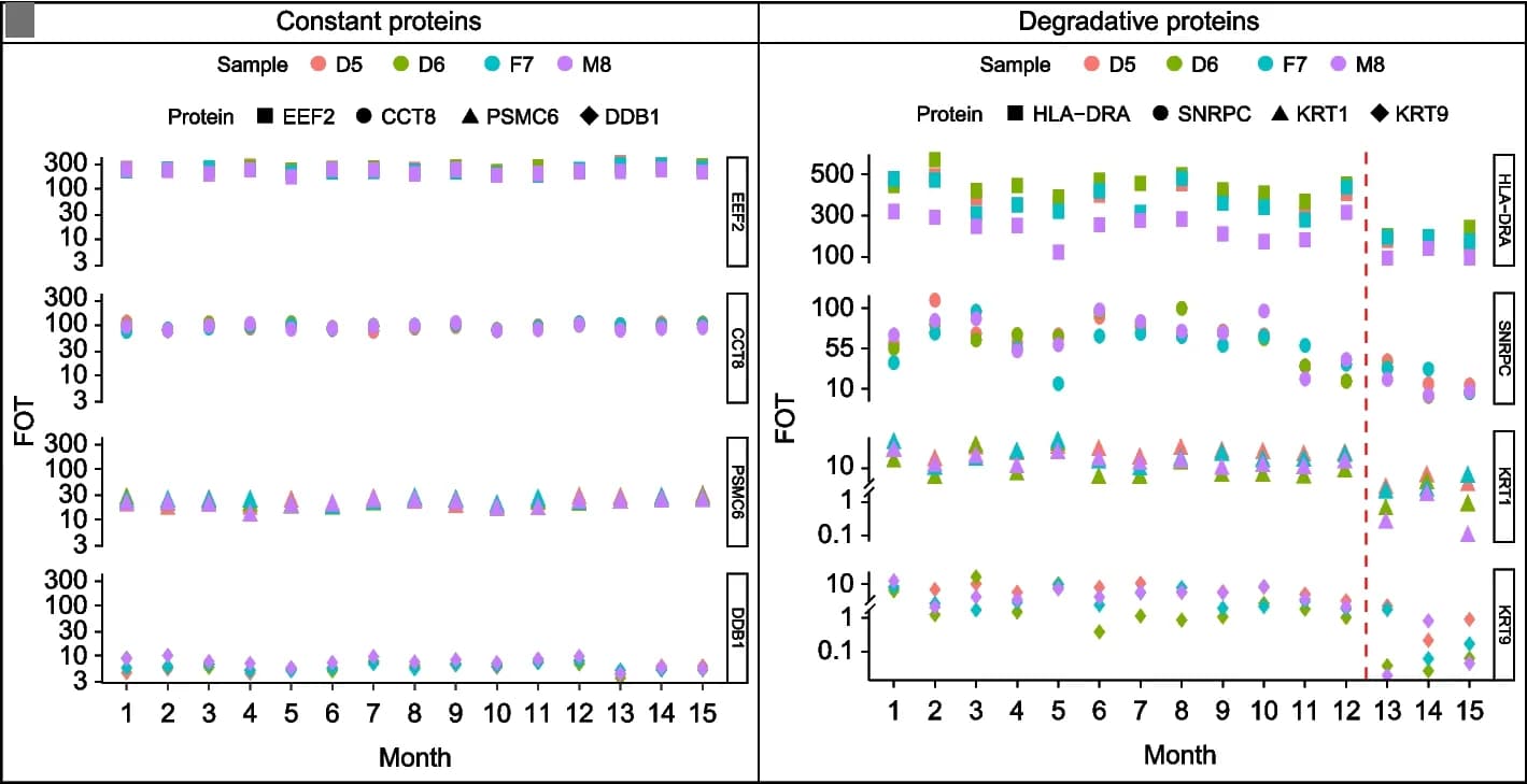 Open access visualization of Scatter Plot, Protein Expression, Time Series, Protein Stability, Protein Degradation