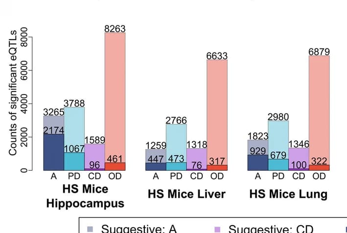 Open access visualization of Bar Plot, Clustered, eQTLs, Additive, Partial Dominant