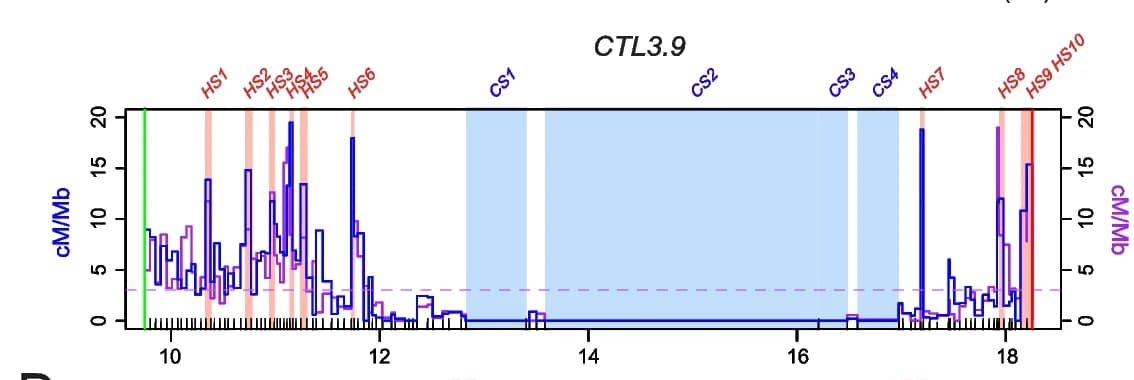 Open access visualization of Line Plot, Error Bars, Crossover Frequency, Centimorgan Per Megabase, KASP Genotyping