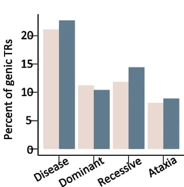 Open access visualization of Clustered, Pathogenic TRs, Benign TRs, OMIM Disease Genes, Dominant Disease Genes