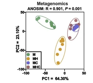 Open access visualization of Scatter Plot, PCA, Metagenomic Data, KEGG Functional Database