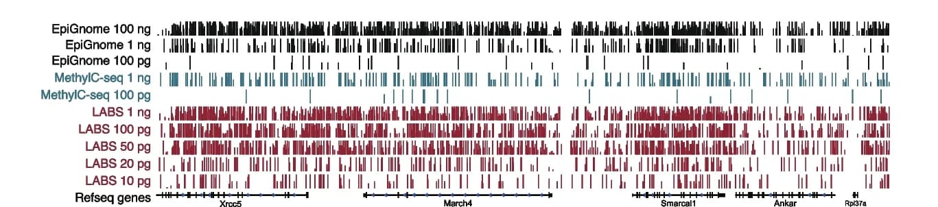 Open access visualization of Bar Plot, LABS, Genome Browser View, DNA, Methods
