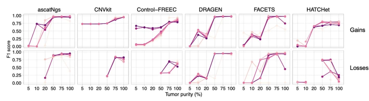 Open access visualization of Line Plot, Copy Number Gains, Copy Number Loss, Tumor Purity, Callers