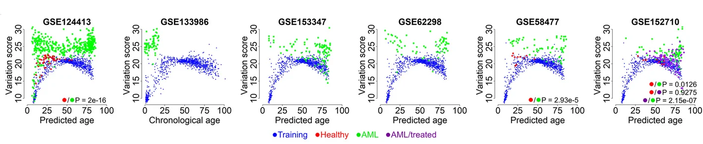 Open access visualization of Scatter Plot, Acute Myeloid Leukemia, AML, Donor Age, Predicted Age