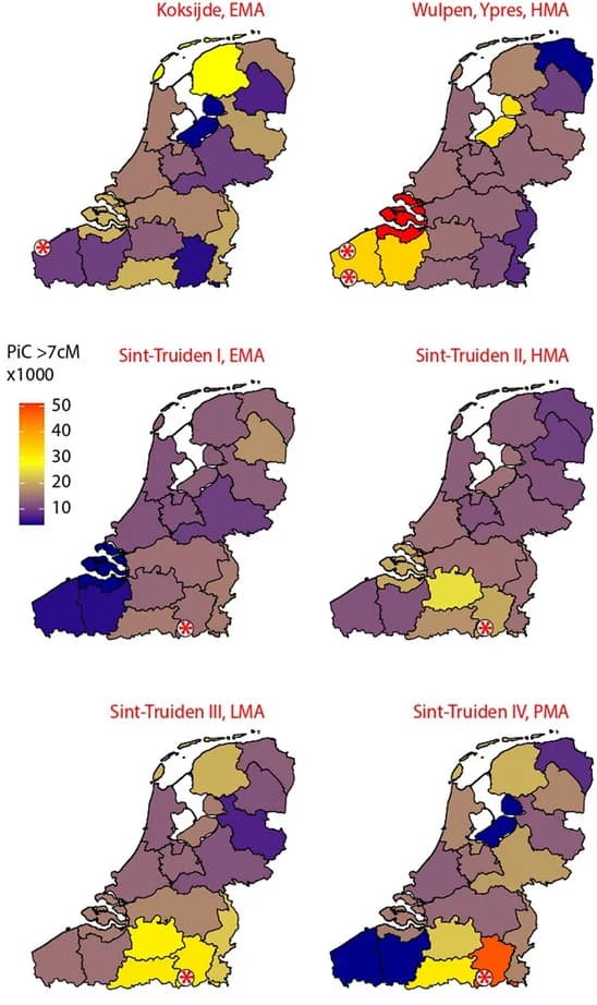 Open access visualization of Geo Map, PiC Scores, Netherlands, Belgium, Archaeological Sites