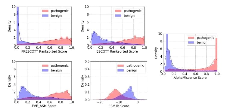 Open access visualization of Density Plot, Histogram, Protein Mutations, Score Distributions, ClinVar
