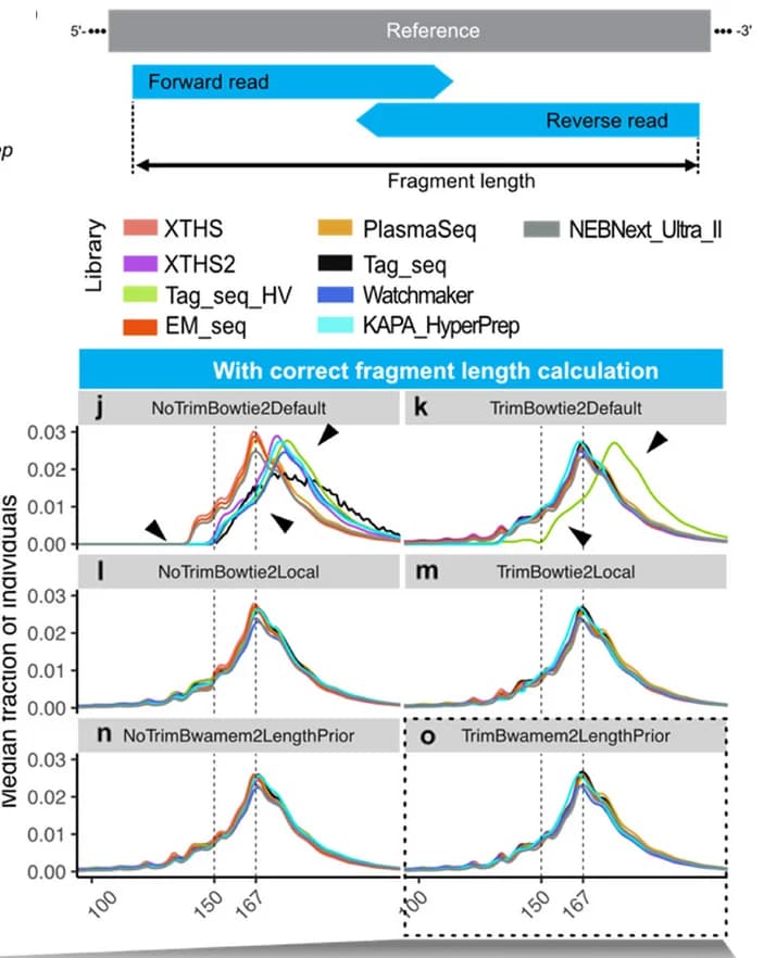 Open access visualization of Line Plot, Density Plot, Illustration, Fragment Length, cfDNA
