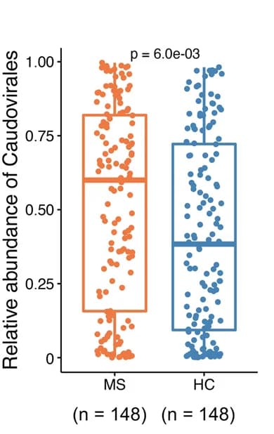 Open access visualization of Box Plot, Scatter Plot, Caudovirales, Cases, HC Individuals