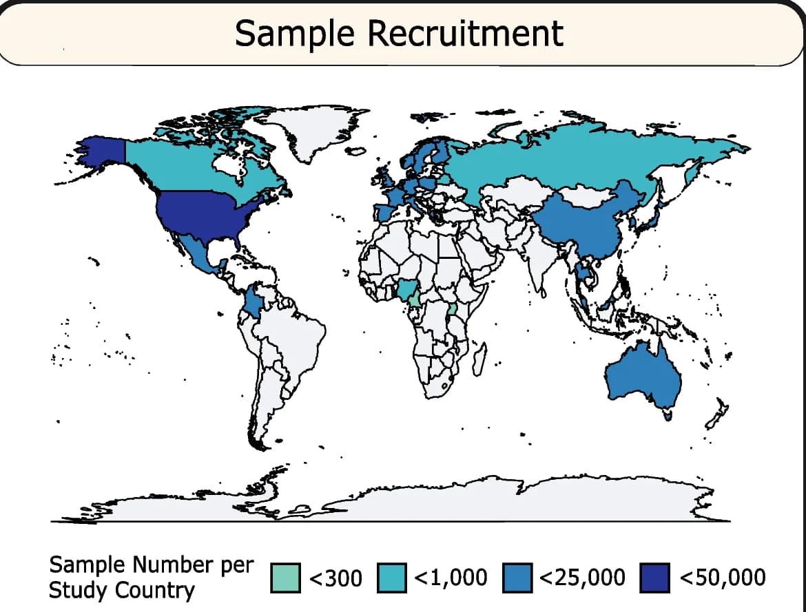Open access visualization of Geo Map, Study design, Breast Cancer Patients, Control Individuals, Study Center Countries