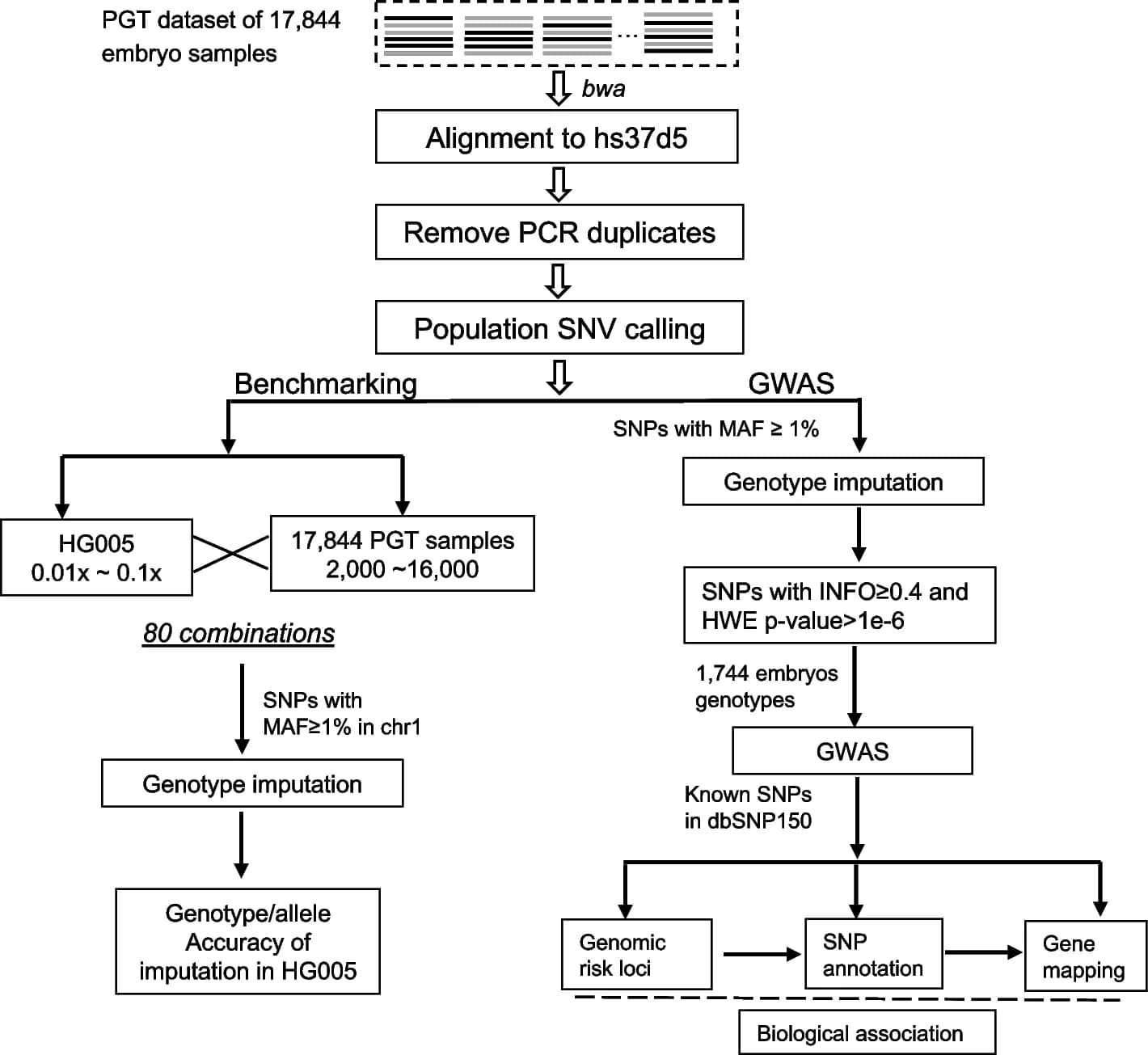 Open access visualization of Workflow, Flowchart, Ultra-low-coverage WGS, Analysis pipeline, Benchmarking pipeline