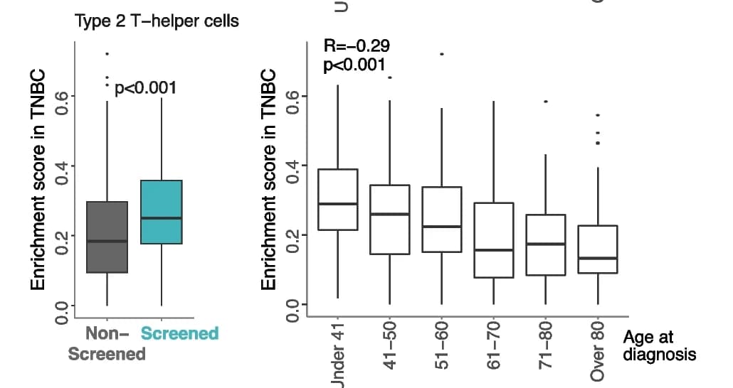 Open access visualization of Box Plot, Enrichment Scores, Immune Cell Types, Screening Status, Age at Diagnosis