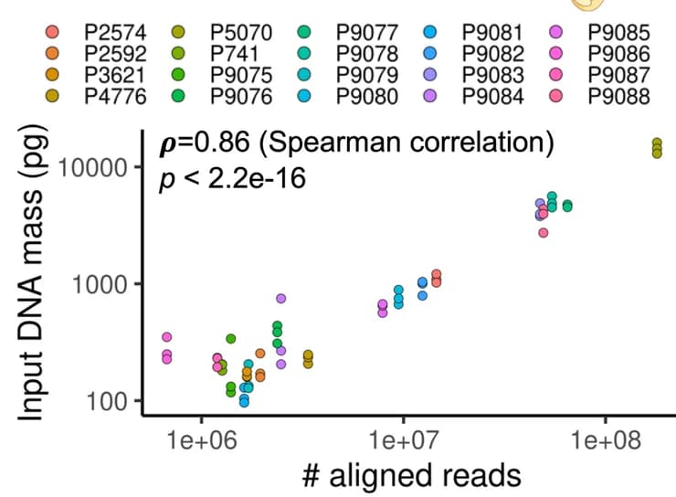 Open access visualization of Scatter Plot, Sequencing yield, cfDNA, Fluorometric quantification, Cancer patient