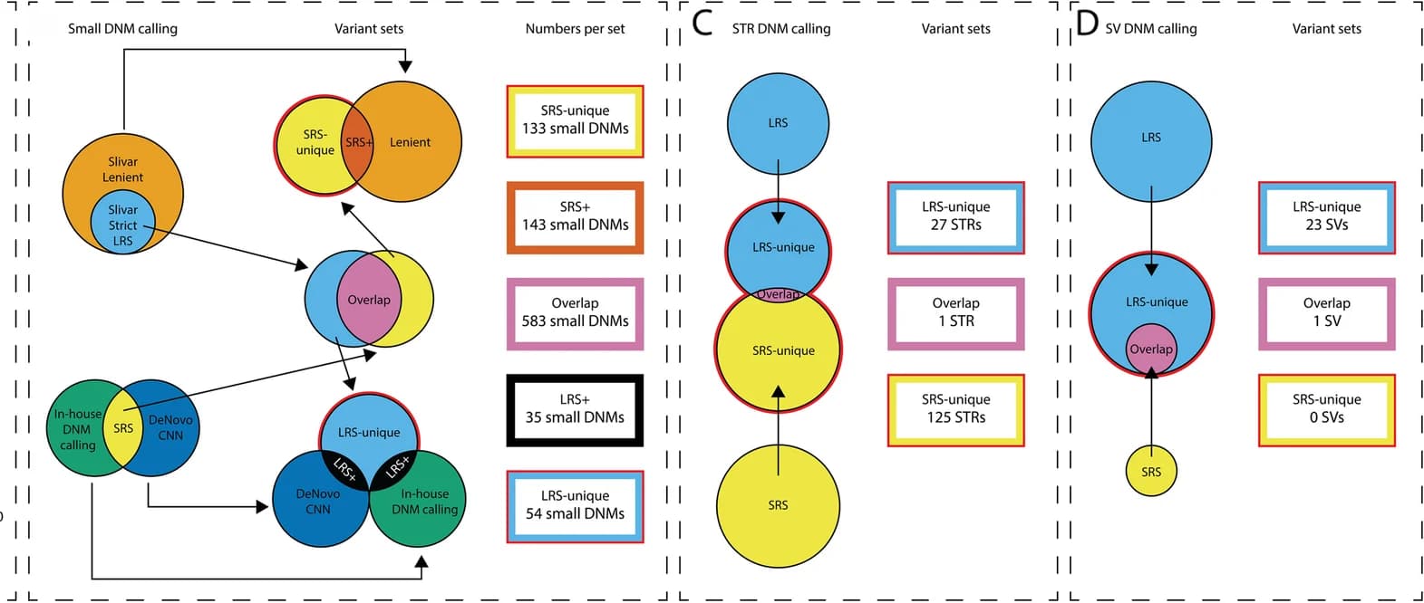 Open access visualization of Workflow, Venn Diagram, DNMs, Substitutions, Indels