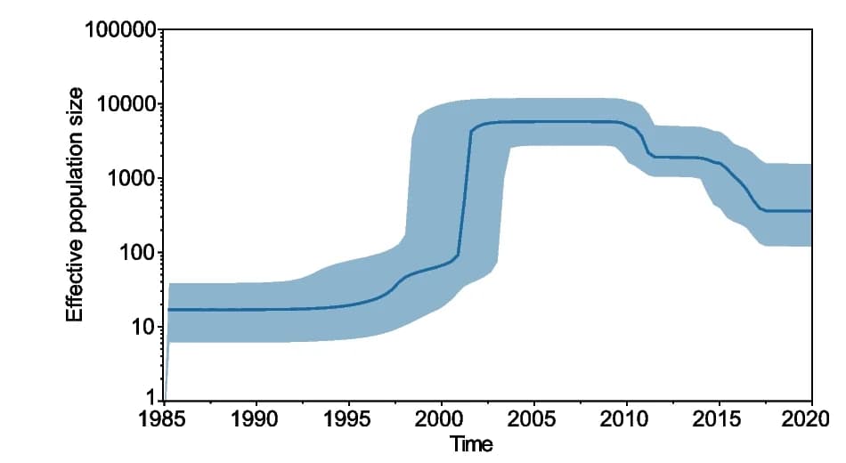 Open access visualization of Line Plot, Error Bars, Genetic diversity, Bayesian skyline plot, Effective population size