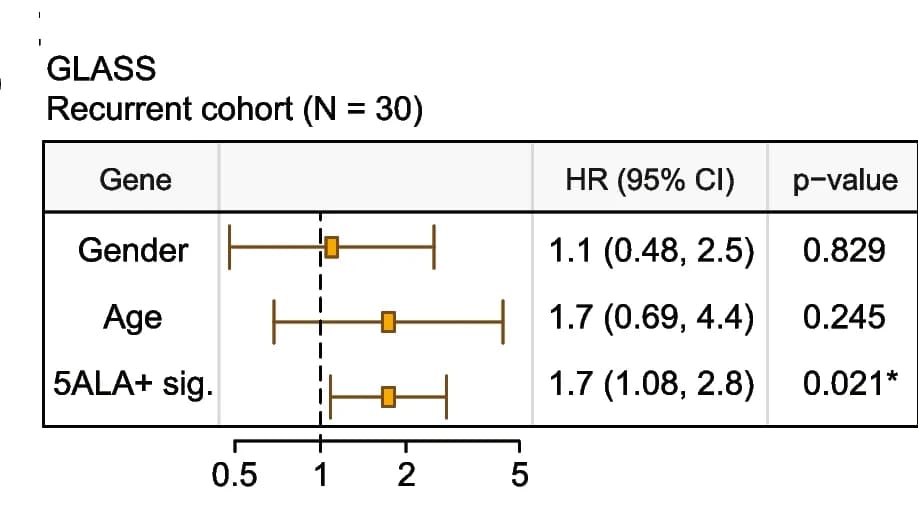 Open access visualization of Forest Plot, Hazard Ratio, GBM Patients