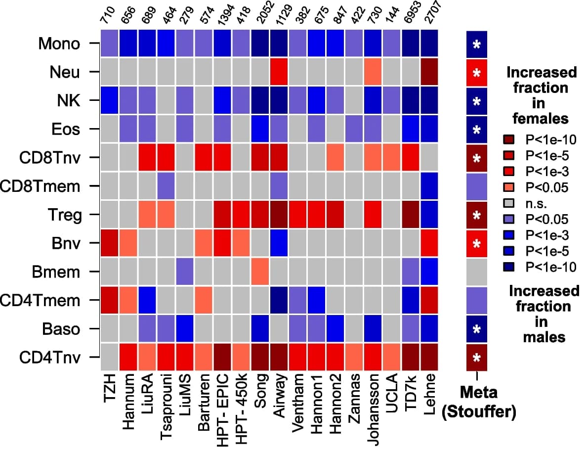 Open access visualization of Heatmap, Blood Cell-Type Fractions, Sex, Cohorts, Females