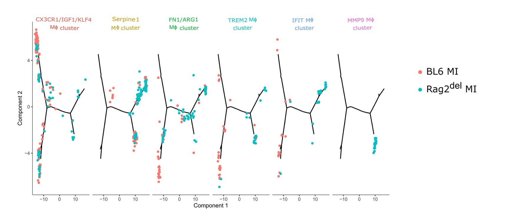Open access visualization of Scatter Plot, UMAP, Developmental Kinetics, Macrophage Subsets, C57BL/6 J Mice