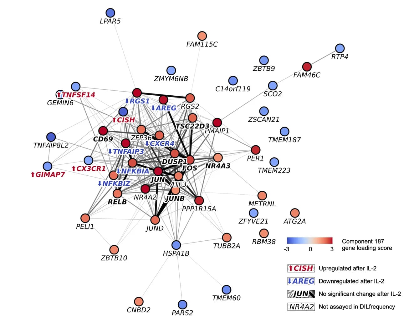 Open access visualization of Network, Pathway, Protein interaction network, Component 187, IL2-AIS genes