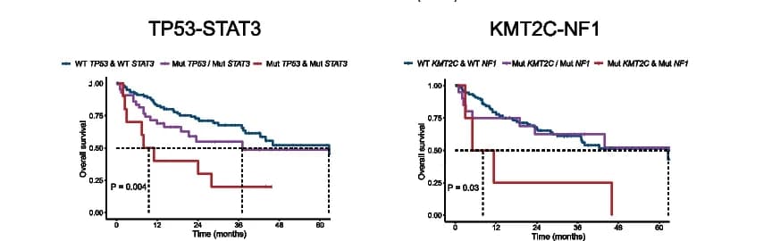 Open access visualization of Survival Curve, Line Step, Kaplan-Meier Curves, Overall Survival, Mutation Status