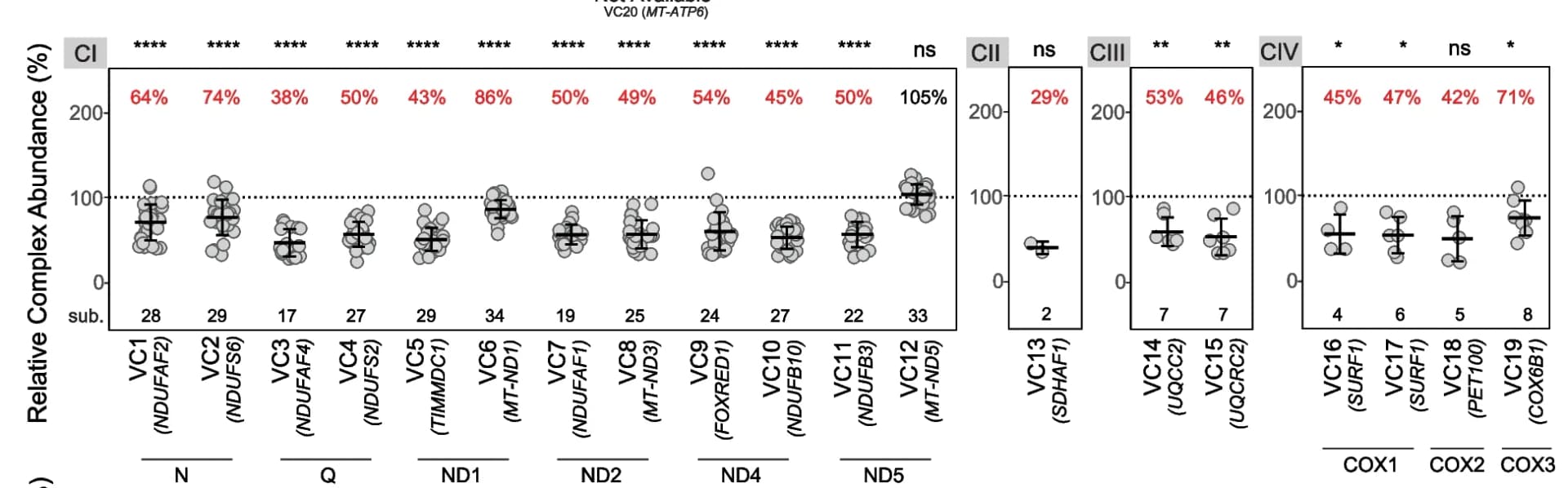 Open access visualization of Scatter Plot, Error Bars, Respiratory Chain Analysis, OXPHOS Complexes, Validation Cohort