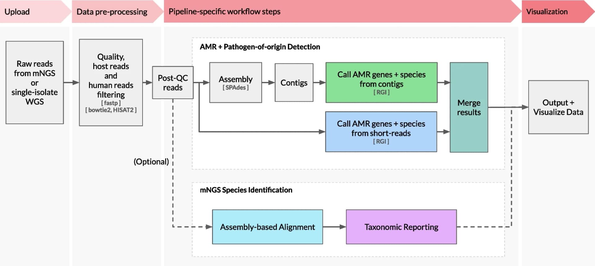 Open access visualization of Workflow, Flowchart, AMR, mNGS, CZ ID Platform