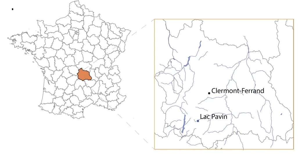 Open access visualization of Geo Map, Map, Lac Pavin, Meromictic Lake, Auvergne