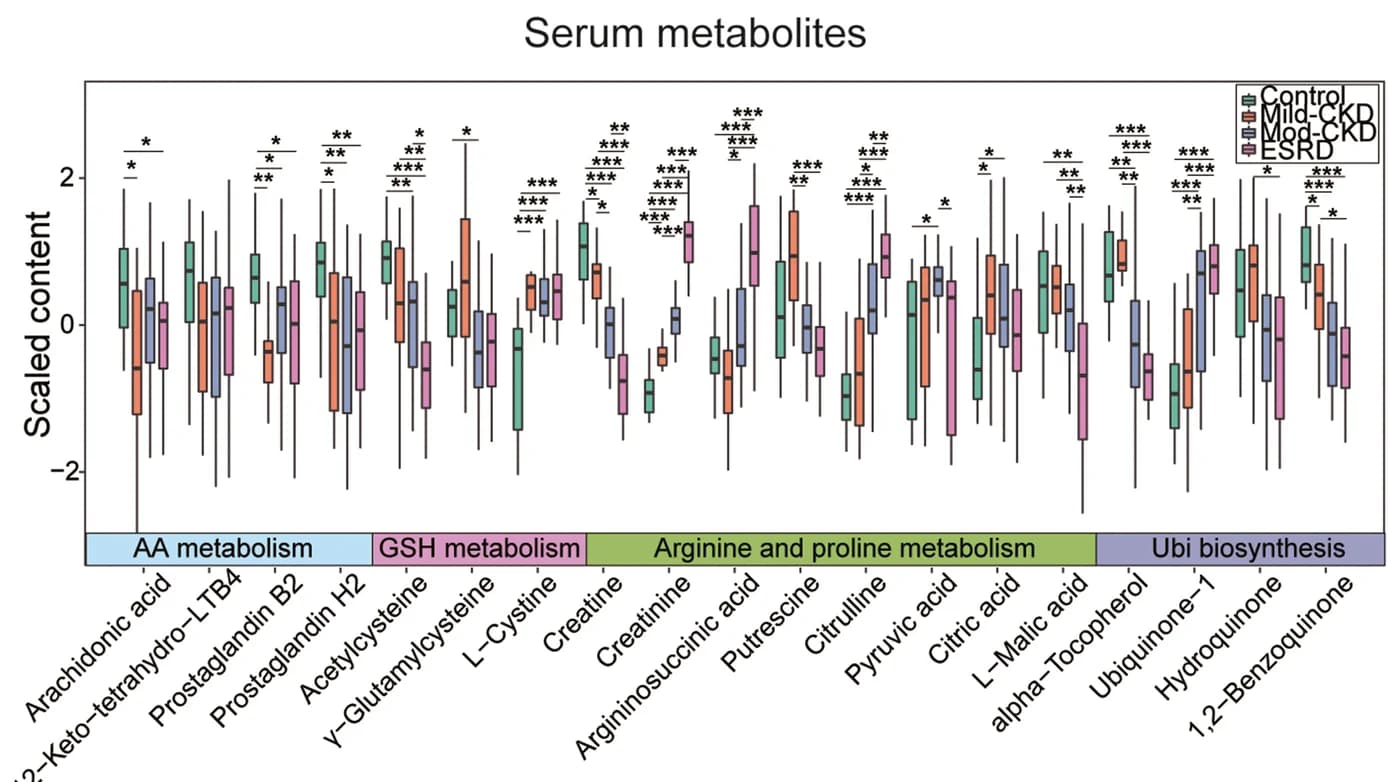 Open access visualization of Box Plot, Serum Metabolites, Arginine Metabolism, Proline Metabolism, Arachidonic Acid Metabolism