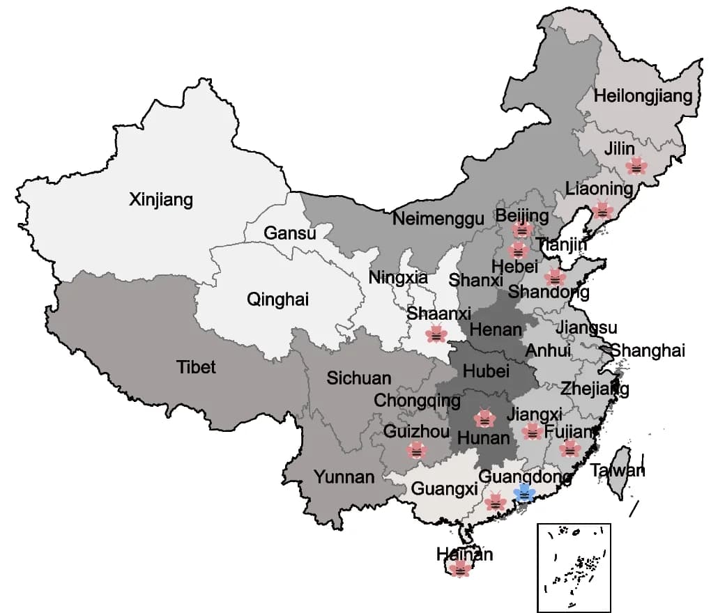 Open access visualization of Geo Map, Chinese provinces, Honeybees, APLV4