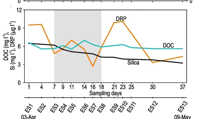 Open access visualization of Line Plot, Dissolved Reactive Phosphorus, Dissolved Organic Carbon, Silica Concentrations, Spring Bloom