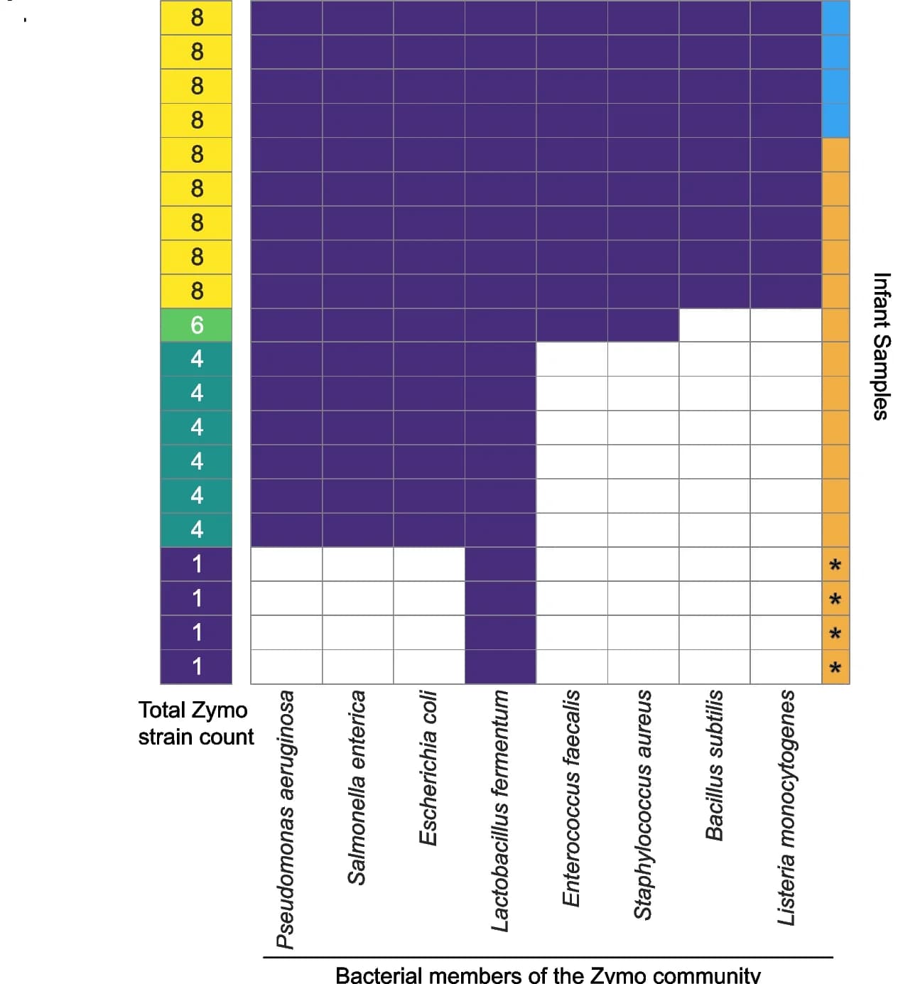 Open access visualization of Heatmap, Clustergram, Infant Samples, Zymo, Bacteria