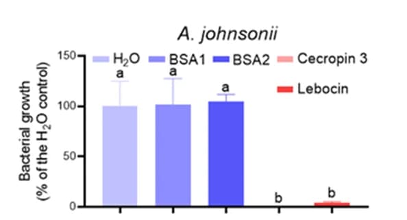 Open access visualization of Bar Plot, Error Bars, A. johnsonii, Bacterial Growth, One-way ANOVA