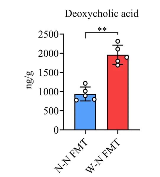 Open access visualization of Bar Plot, Error Bars, WT Mice, Gut Microbiota, DCA