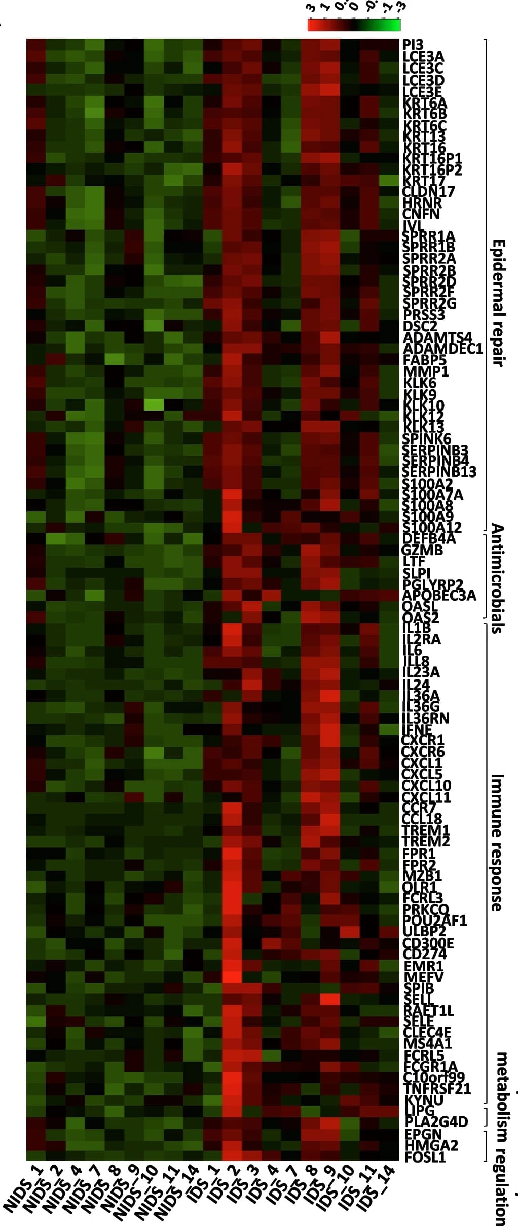 Open access visualization of Heatmap, Heat map, Gene expression, Skin lesions