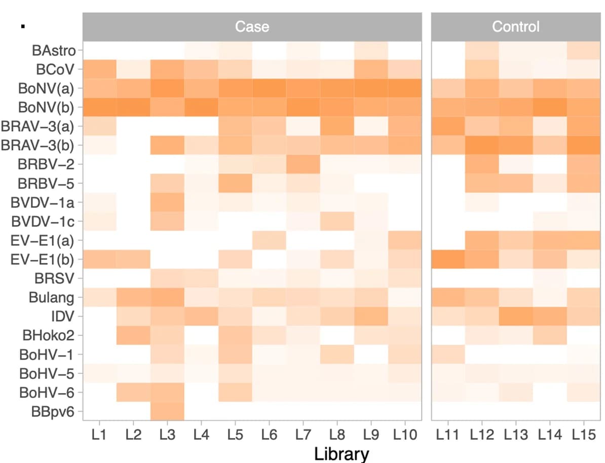 Open access visualization of Heatmap, Transcripts per Million, Viral Species, Libraries
