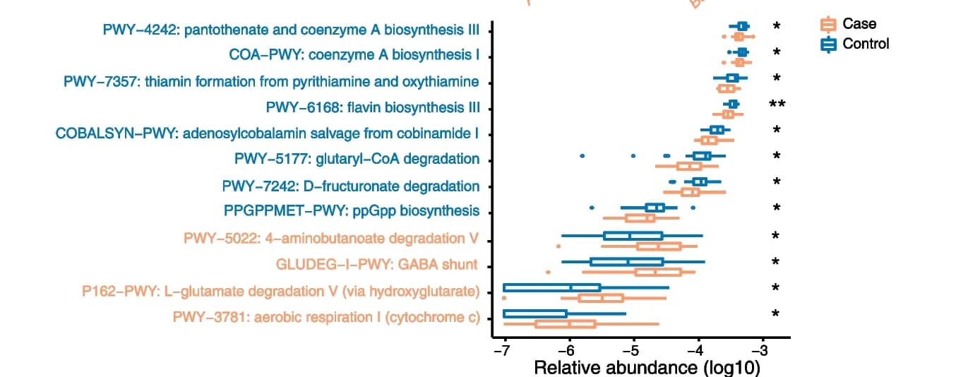 Open access visualization of Box Plot, Scatter Plot, Functional Pathways, Relative Abundance, Case Group