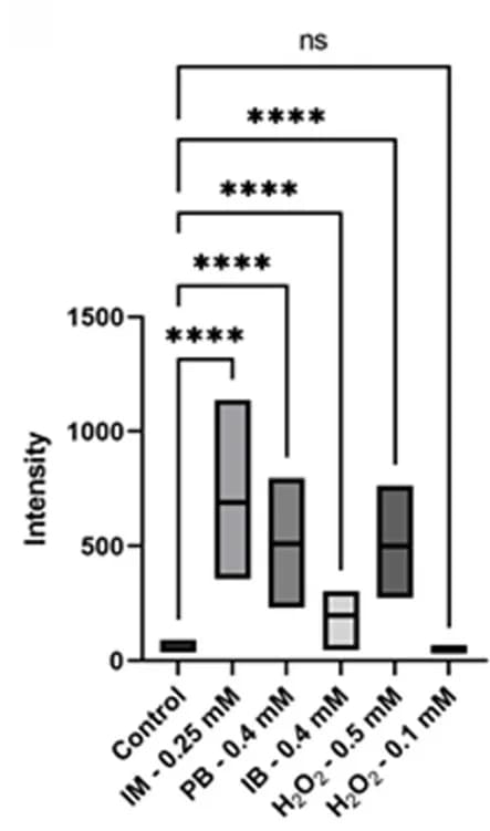 Open access visualization of Box Plot, Fluorescence Intensity, Treatment Condition, Control Cells, ANOVA