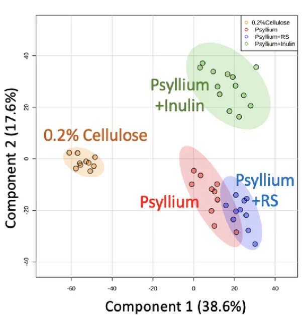 Open access visualization of Scatter Plot, PCA, Principal Component Analysis, Caecal Metabolites, Dietary Groups
